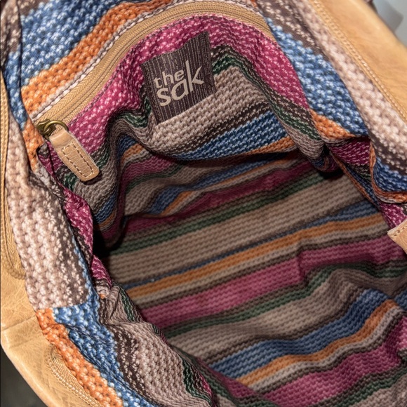 The Sak Iris Two-toned Leather Tote Bag Brown Tan Color Block - Picture 12 of 13